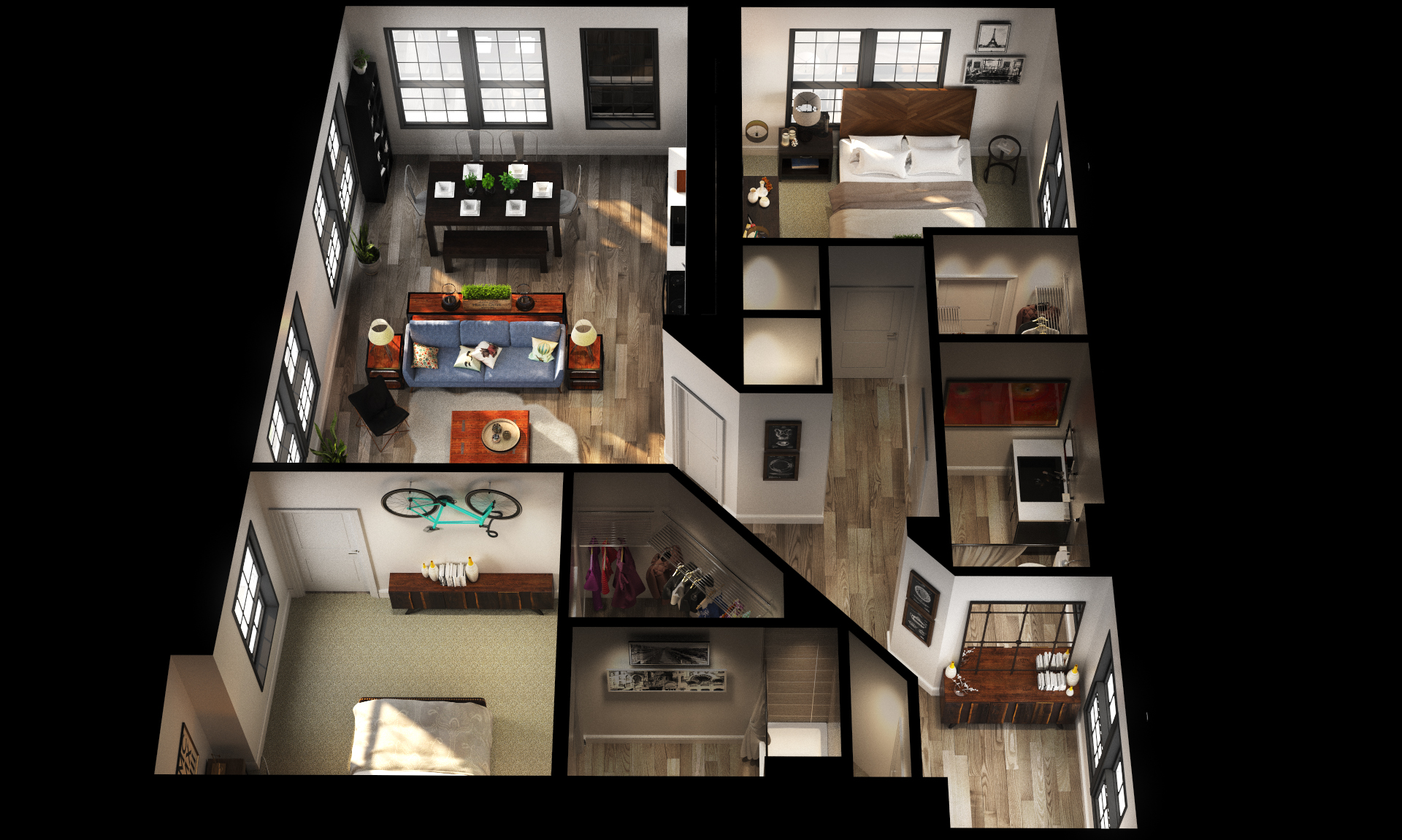 Floor plan for 2 beds, 2 baths, 1200 sqft